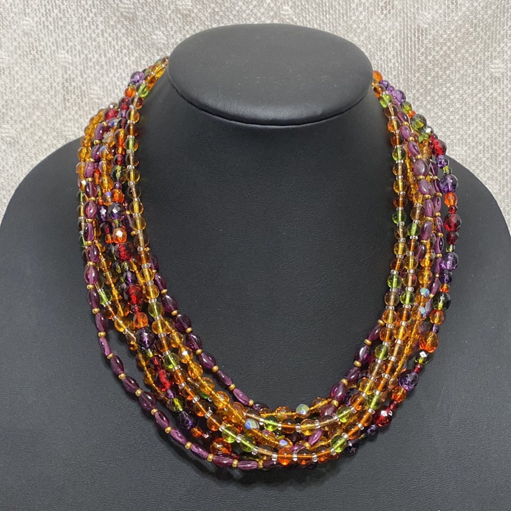 Vintage Joan Rivers Czech Glass Bead Multi-Stand Necklace - Picture 3 of 14